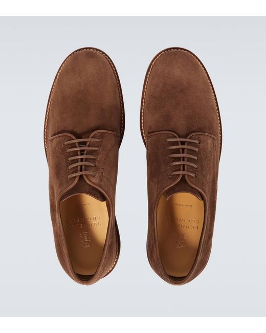 Zapatos derby de ante Brunello Cucinelli de hombre de color Brown