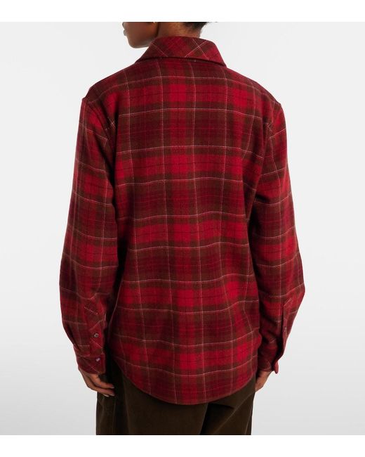 God's True Cashmere Red Love Tartan Cashmere Shirt With Amethyst