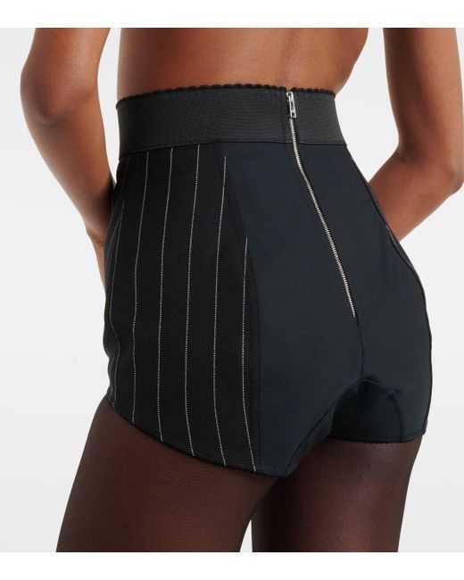 Dolce & Gabbana Black Pinstripe Wool-blend Shorts