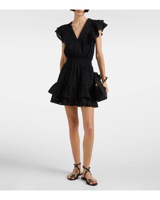Poupette Black Camila Ruffled Minidress