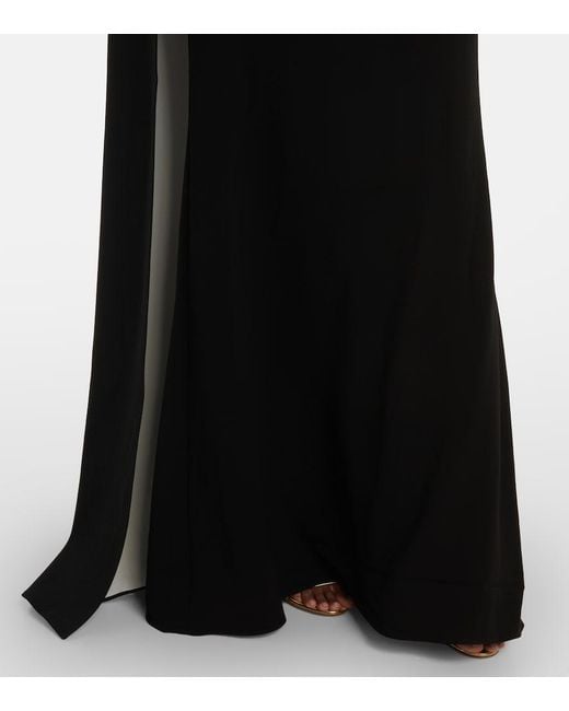 Roland Mouret Black Asymmetric Caped Cady Gown