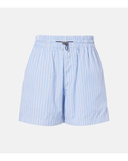 Plan C Blue Striped Cotton Shorts