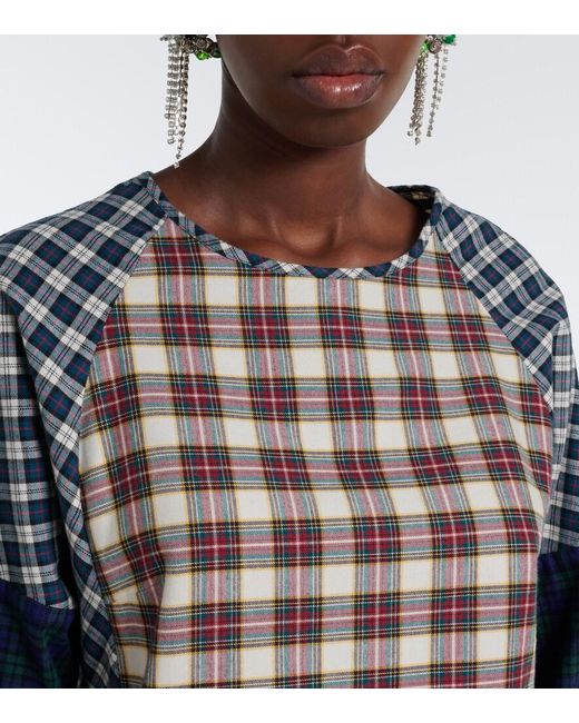 Dries Van Noten Blue Checked Cotton Flannel Top