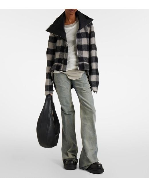 Rick Owens Black Exploder Checked Virgin Wool Jacket