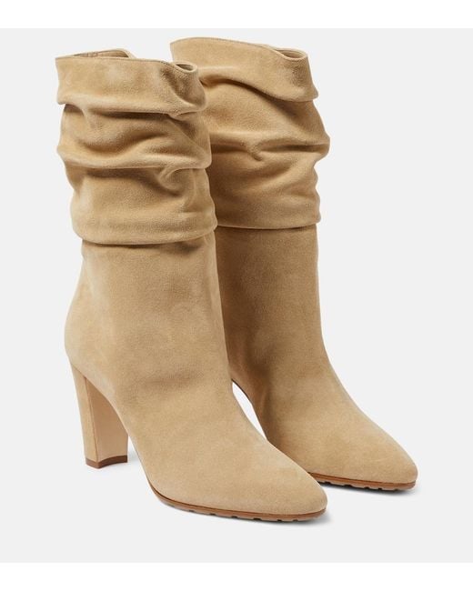 Manolo Blahnik Natural Calasso Suede Ankle Boots