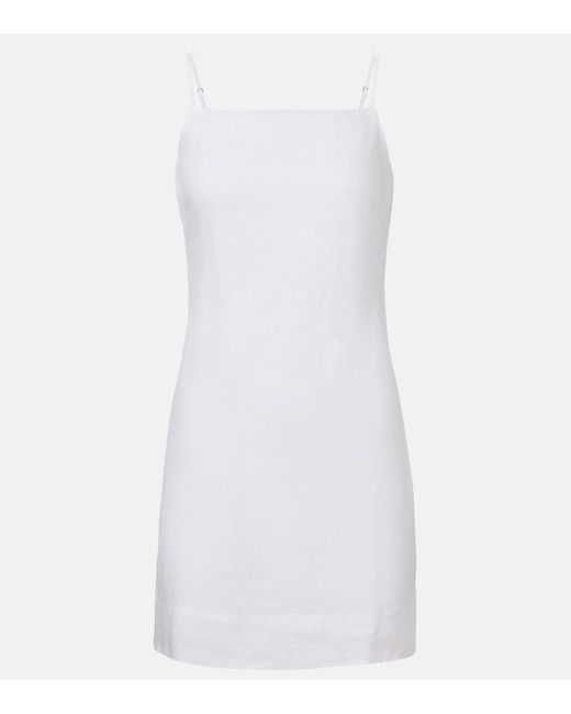 Velvet White Pilar Linen Minidress