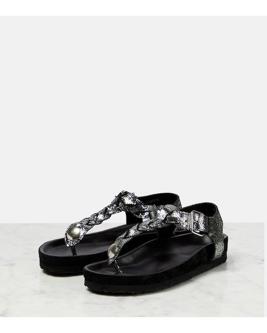Isabel Marant Black Brook Metallic Leather Sandals