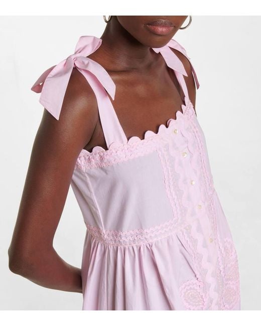 Juliet Dunn Pink Self-Tie Cotton Poplin Midi Dress