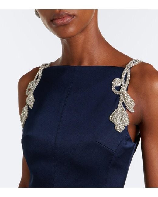Rachel Gilbert Blue Oryx Embellished Crepe Gown
