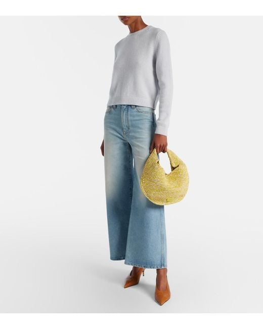 Khaite Yellow Olivia Medium Raffia Top-Handle Bag