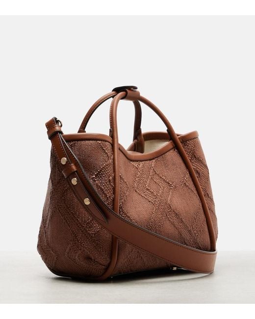 Max Mara Brown Marin Small Leather-Trimmed Top-Handle Bag