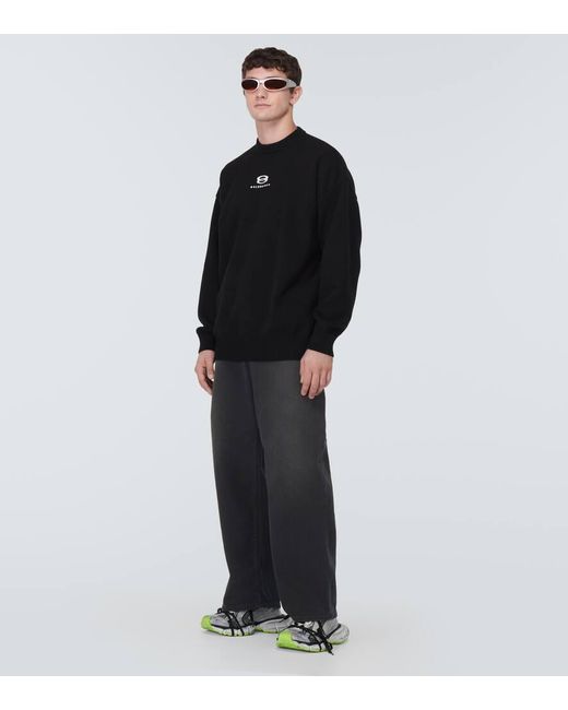 Pullover in lana e cashmere con logo di Balenciaga in Black da Uomo