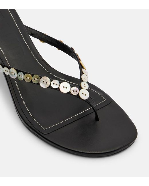 Staud Gray Freja Leather Thong Sandals