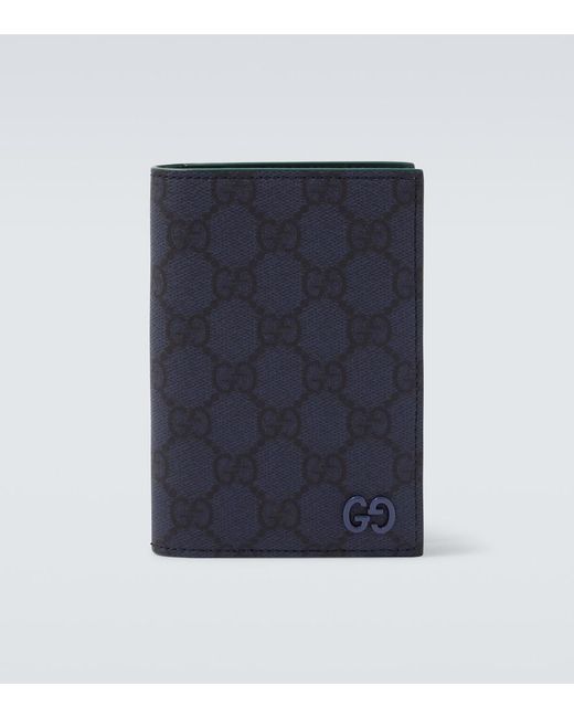 Gucci Blue Gg Supreme Leather-Trimmed Canvas Wallet for men