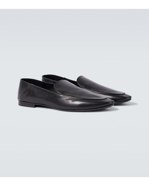 Saint Laurent Black Alain Leather Slippers for men