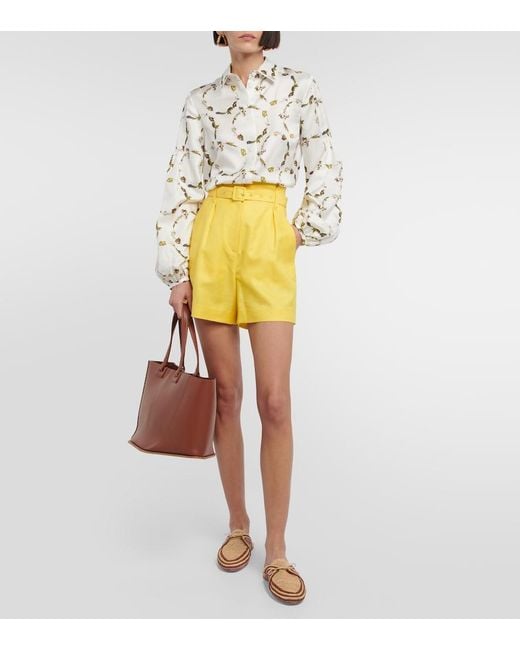 Gabriela Hearst Yellow Claudio Wool, Silk, And Linen Shorts