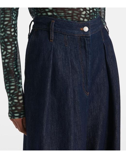 Dries Van Noten Blue Pleated High-Rise Wide-Leg Jeans