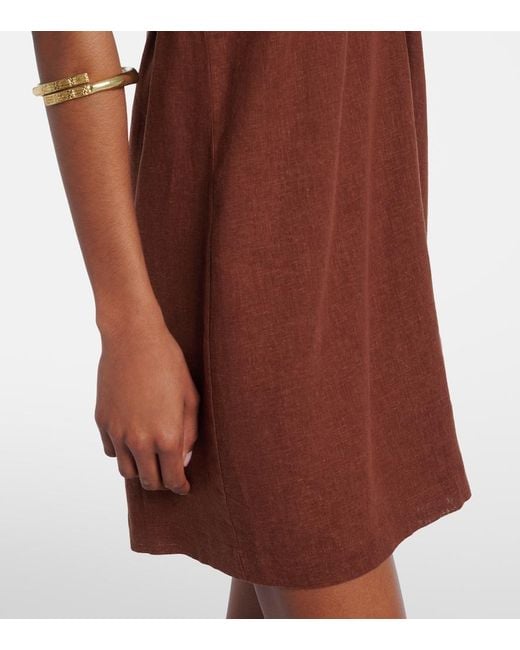 ViX Brown Astera Halterneck Linen-Blend Minidress