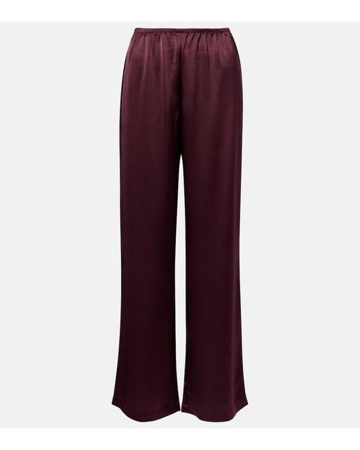 Leset Red Barb Satin Wide-Leg Pants