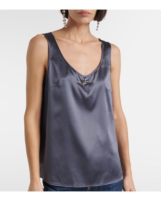 Dolce & Gabbana Blue Silk-Blend Top