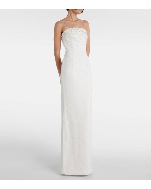 Rebecca Vallance White Bridal Theresa Faux Pearl-embellished Gown