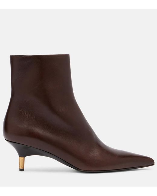 Khaite Brown Bella 55 Leather Ankle Boots
