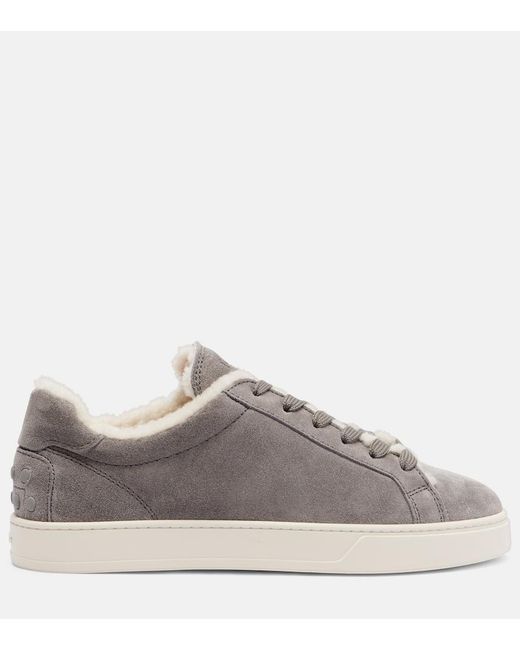 Tod's Gray Classic Shearling-Lined Suede Sneakers