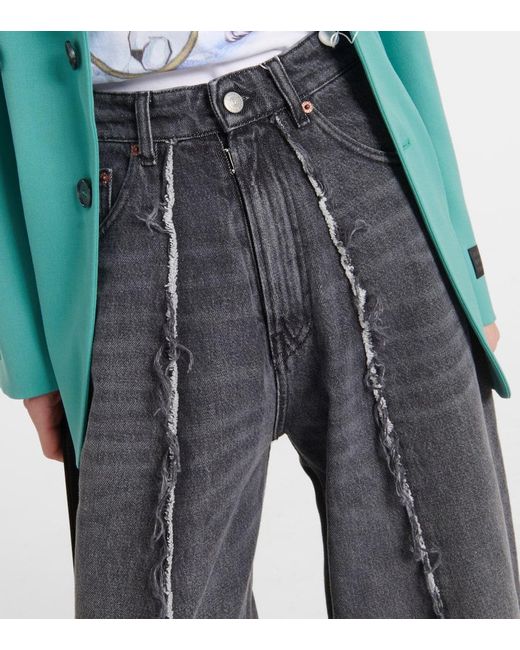 MM6 by Maison Martin Margiela Gray Distressed Wide-leg Jeans