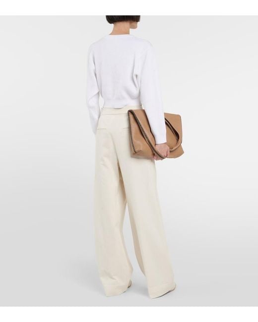 Brunello Cucinelli White Cotton Jersey Cropped Sweater