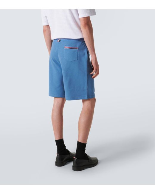 Thom Browne Blue Cotton Jersey Shorts for men
