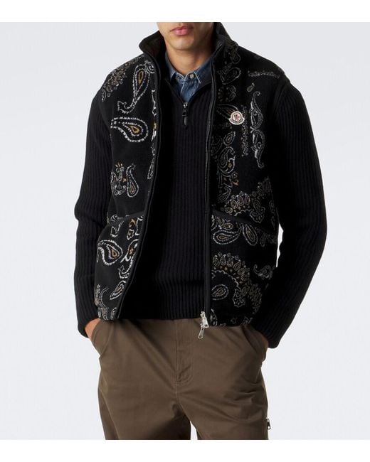 Moncler Black Reversible Paisley Vest for men