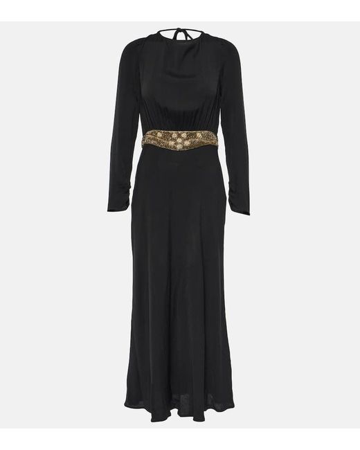 Vestido midi Elena de crepe adornado Rixo de color Black