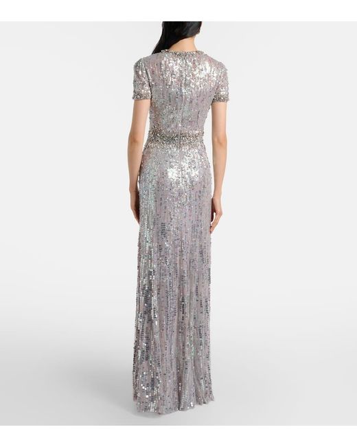 Jenny Packham Gray Robe Celeste Mit Pailletten Und Kristallen