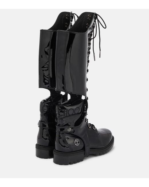 Jimmy Choo Black X Timberland Convertible Patent Leather Boots
