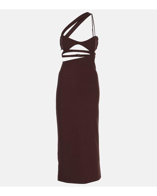 Nensi Dojaka Purple Asymmetric Silk Midi Dress