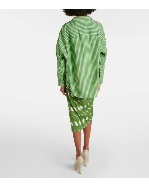 Dries Van Noten Green Oversize-Hemd aus Baumwollpopeline