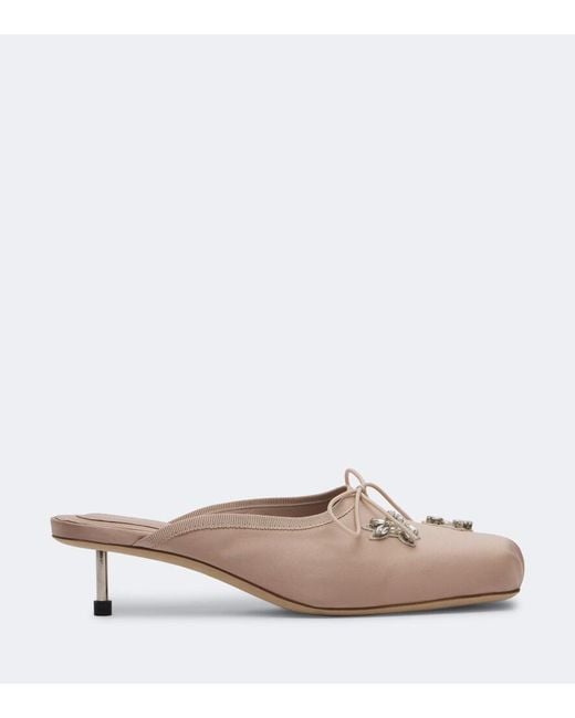 Simone Rocha Pink Embellished Satin Mules
