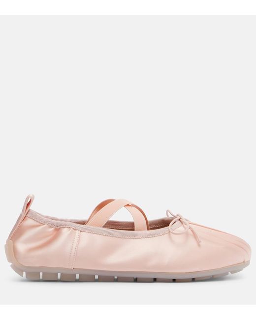 Simone Rocha Pink Ballerina Grip Satin Ballet Flats