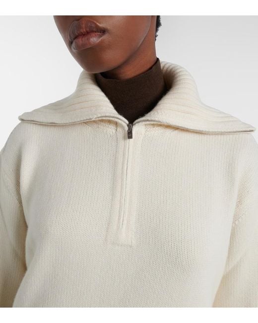 Loro Piana White Parksville Cashmere Sweater