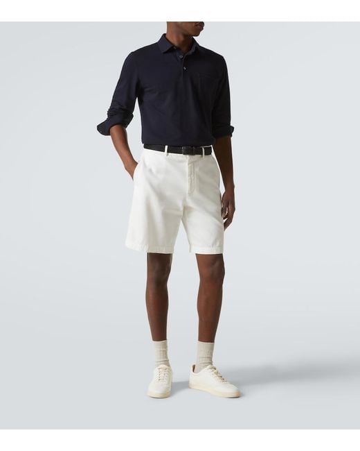 Zegna Blue Logo Cotton Polo Shirt for men