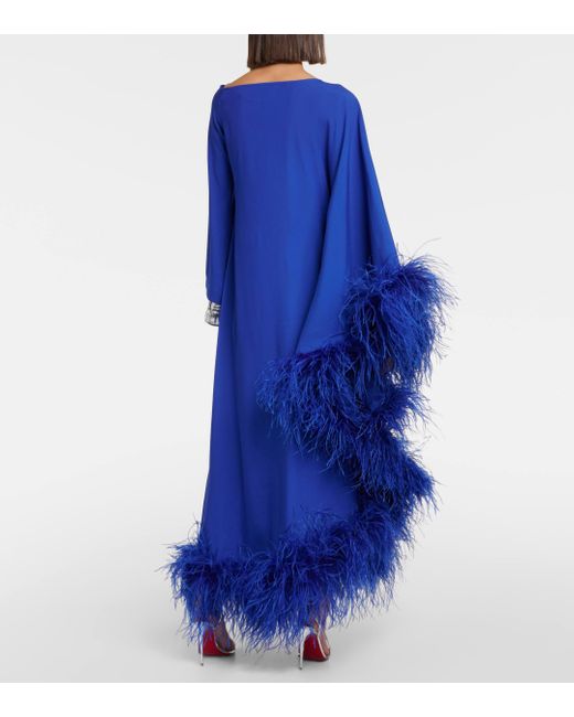 Robe longue Ubud Extravaganza a plumes ‎Taller Marmo en coloris Blue