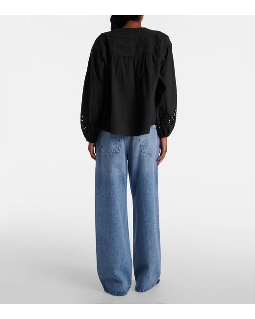 Velvet Black Carden Broderie Anglaise Cotton Blouse