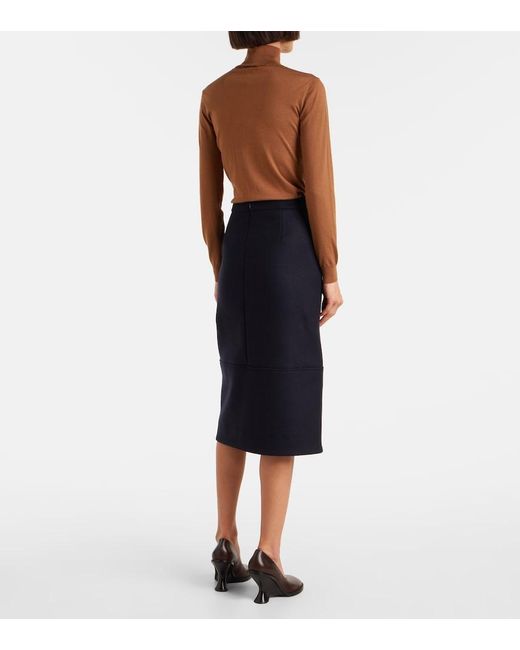 Plan C Black Sequined Wool-Blend Midi Skirt
