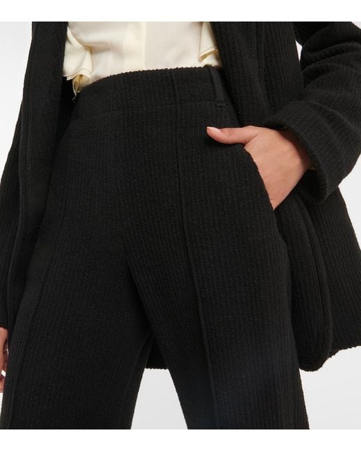 Chloé Black High-Rise Flared Virgin Wool Pants