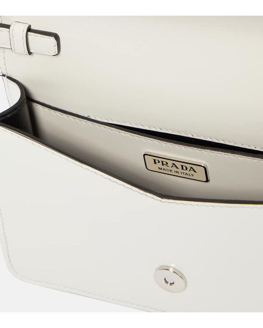 Prada White Triangle Mini Leather Crossbody Bag