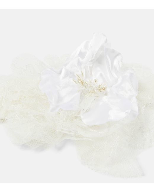 Dolce & Gabbana White Floral-applique Lace-trimmed Choker
