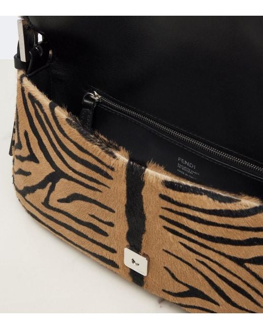 Fendi Metallic Baguette 26424 Calf Hair Shoulder Bag
