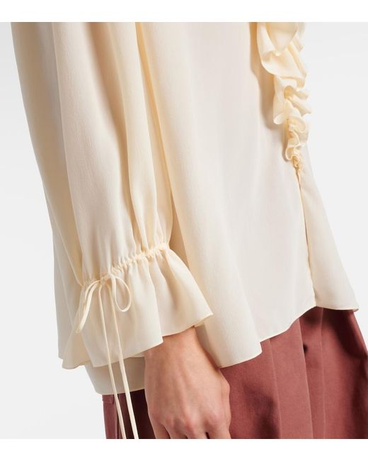 Chloé White Ruffled Silk Blouse