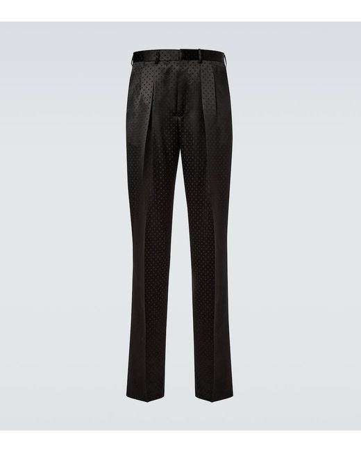 Tom Ford Black Jacquard Polka-Dot Satin Suit Pants for men