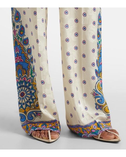 Etro Natural Trousers With Medallion Motif